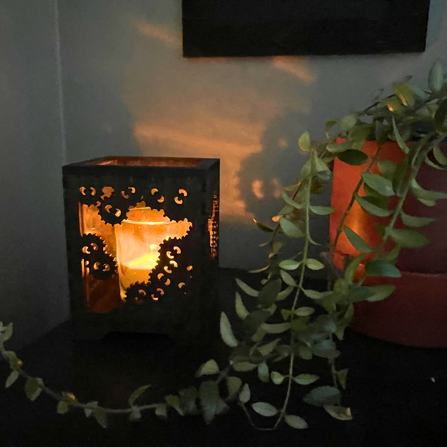 Soot Sprite Stained Glass Candle Holder