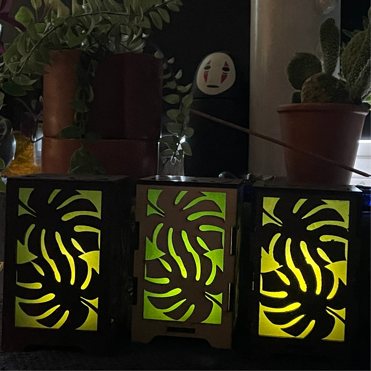 Monstera Lantern - Handmade Monstera Wooden Lantern