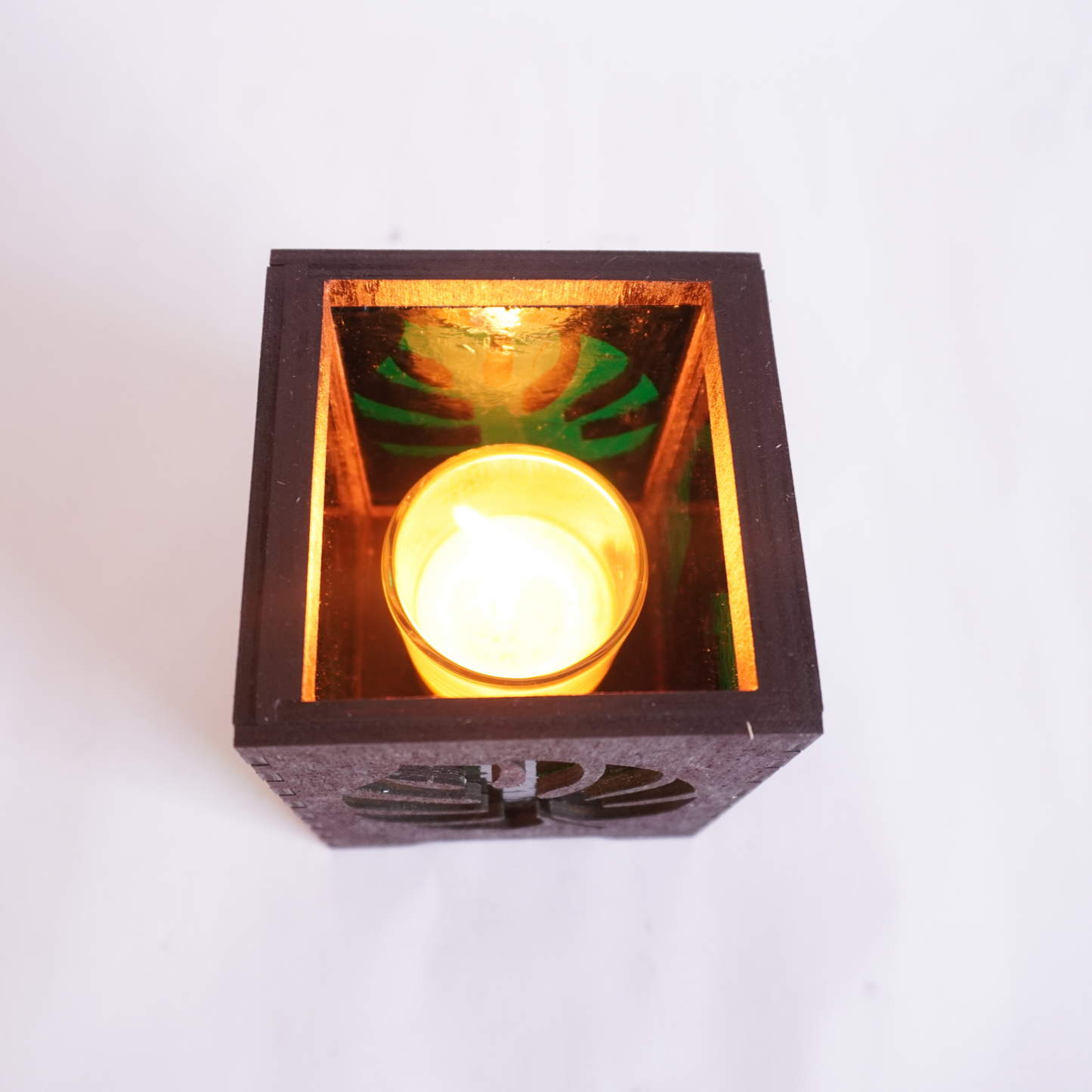 Monstera Stained Glass Candle Holder