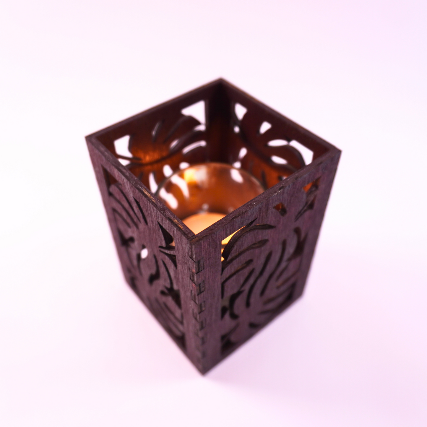 Wooden Monstera Candle Holder