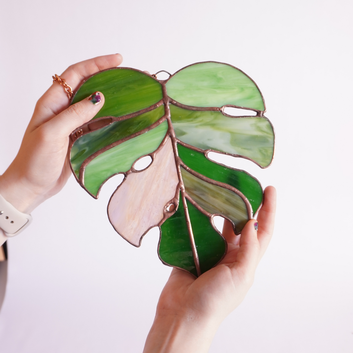 Monstera Stained Glass Suncatcher