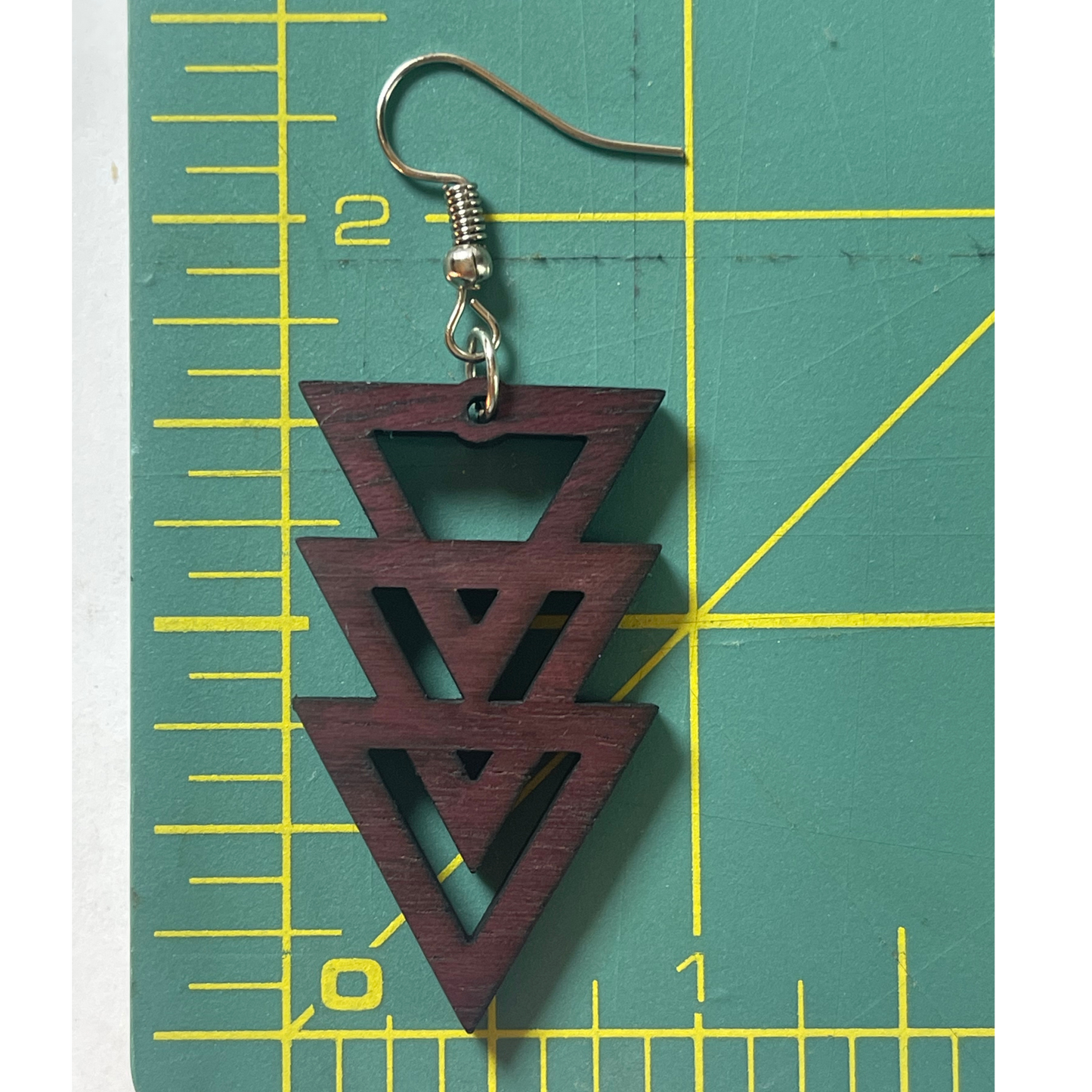 Geometric Triangle Wooden Earrings
