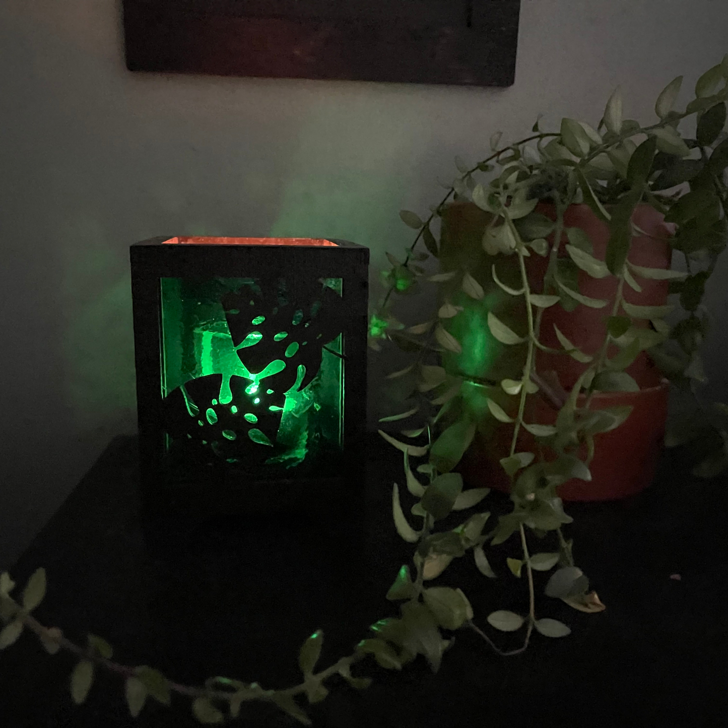 Monstera Stained Glass Candle Holder