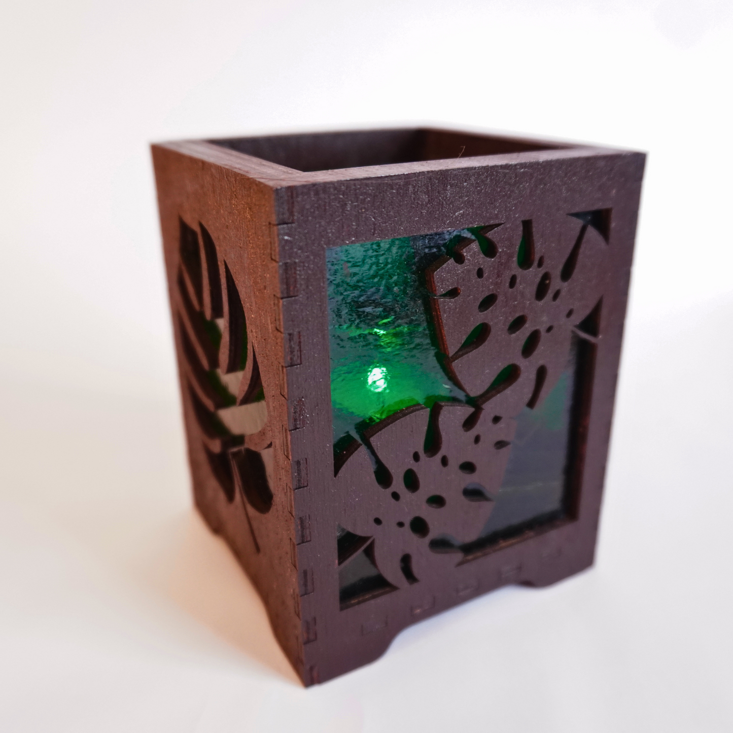 Monstera Stained Glass Candle Holder