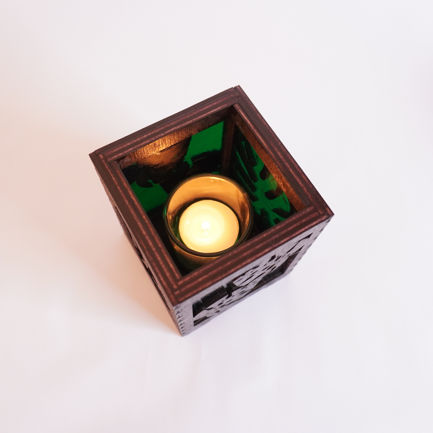 Monstera Stained Glass Candle Holder