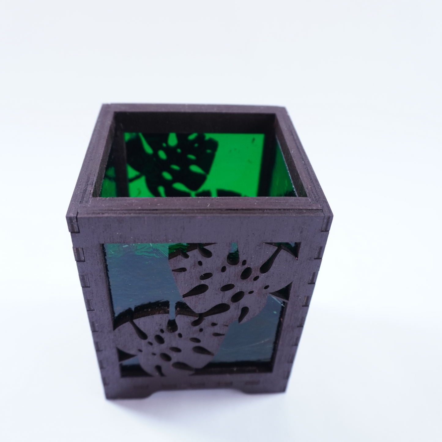 Monstera Stained Glass Candle Holder