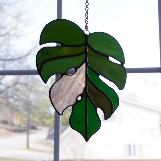 Monstera Stained Glass Suncatcher