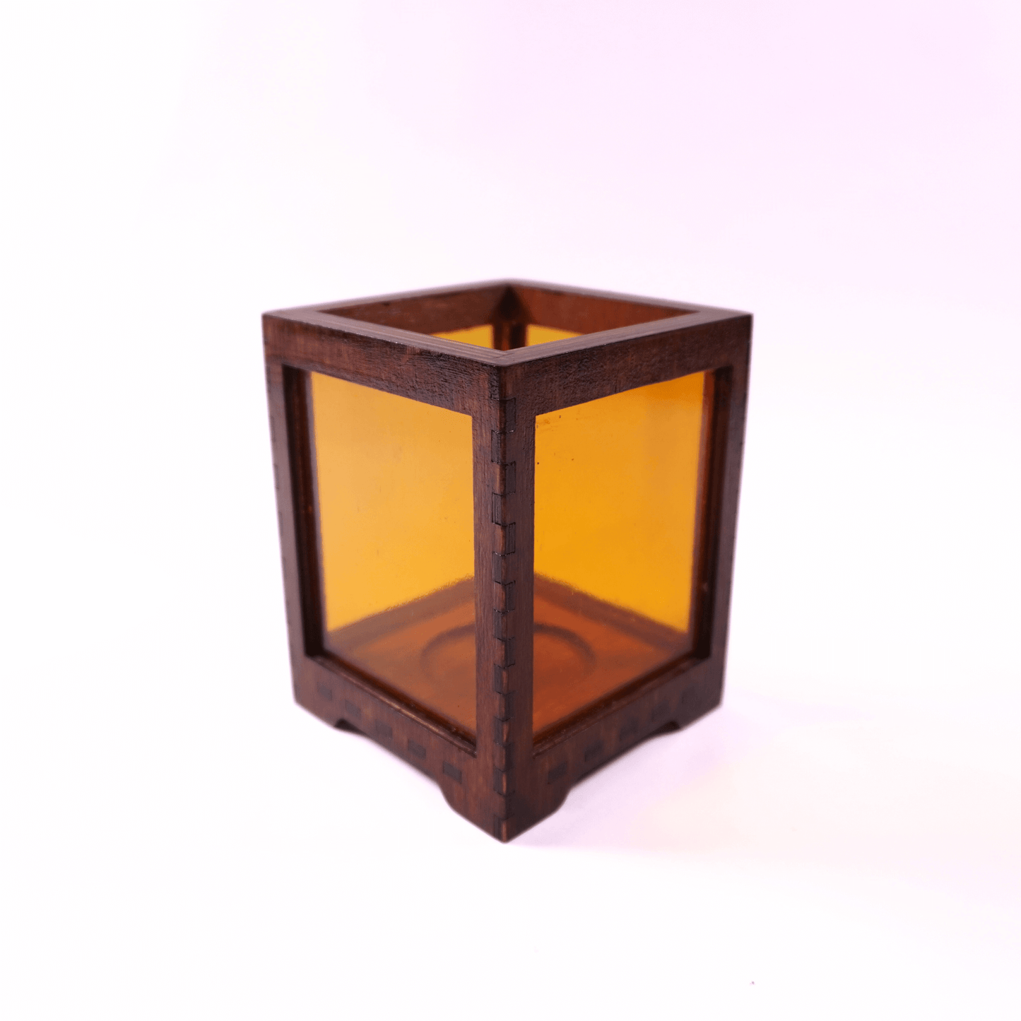 Orange Stained Glass Candle Holder