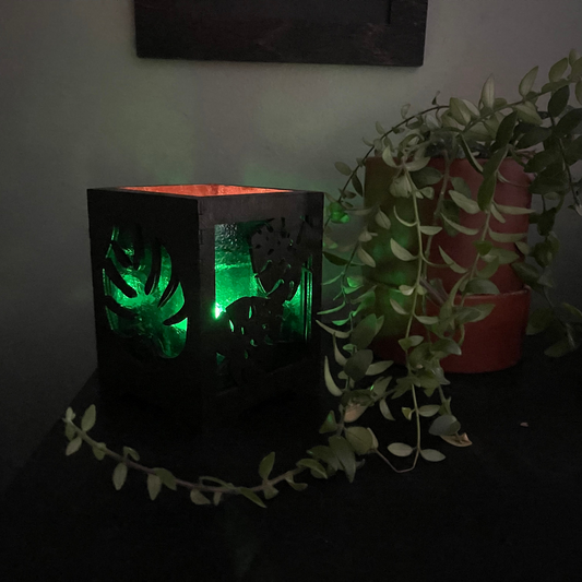 Monstera Stained Glass Candle Holder