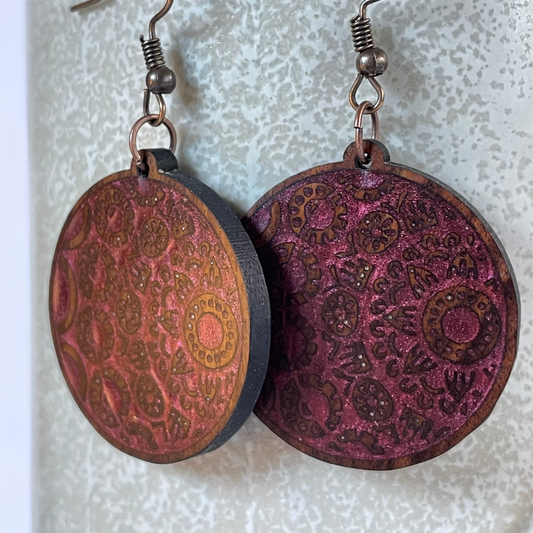 Mandala Earrings - Red