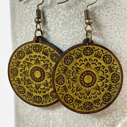 Mandala Earrings - Yellow