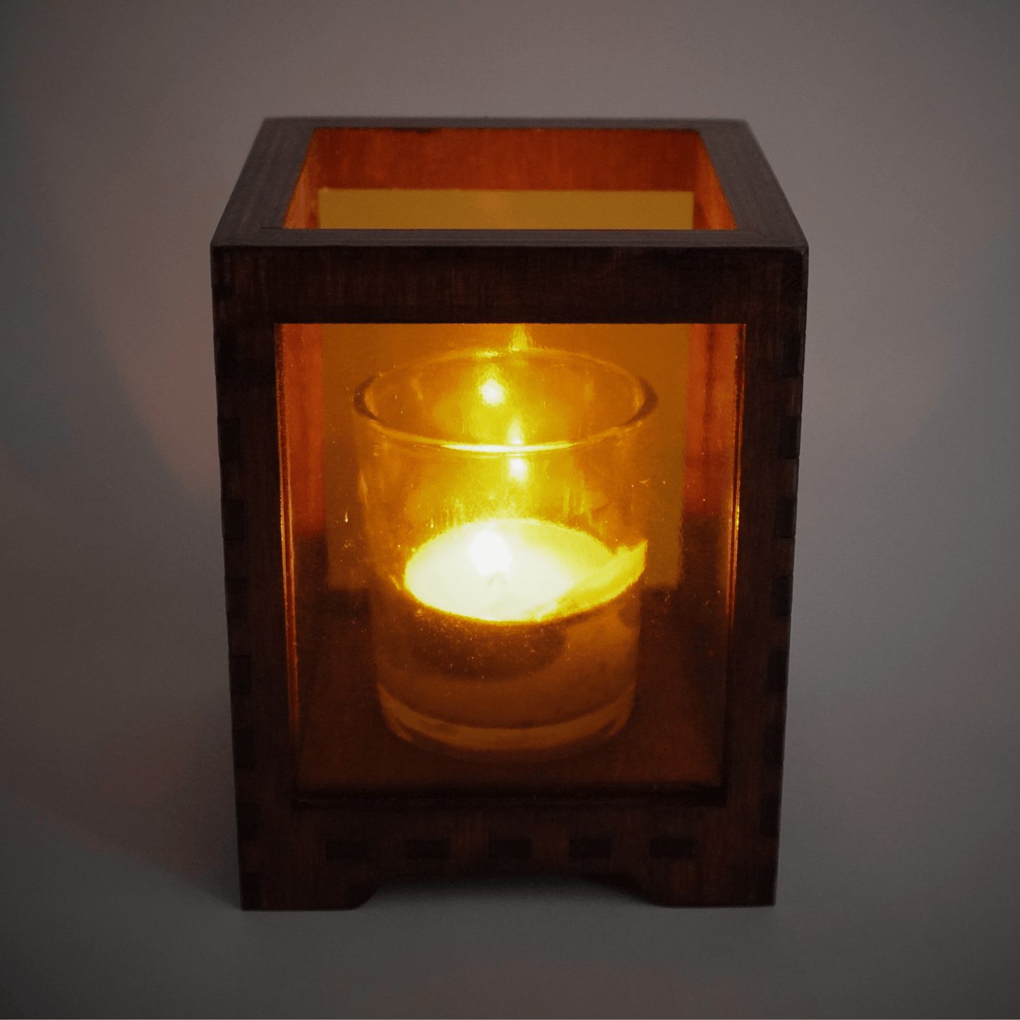 Orange Stained Glass Candle Holder