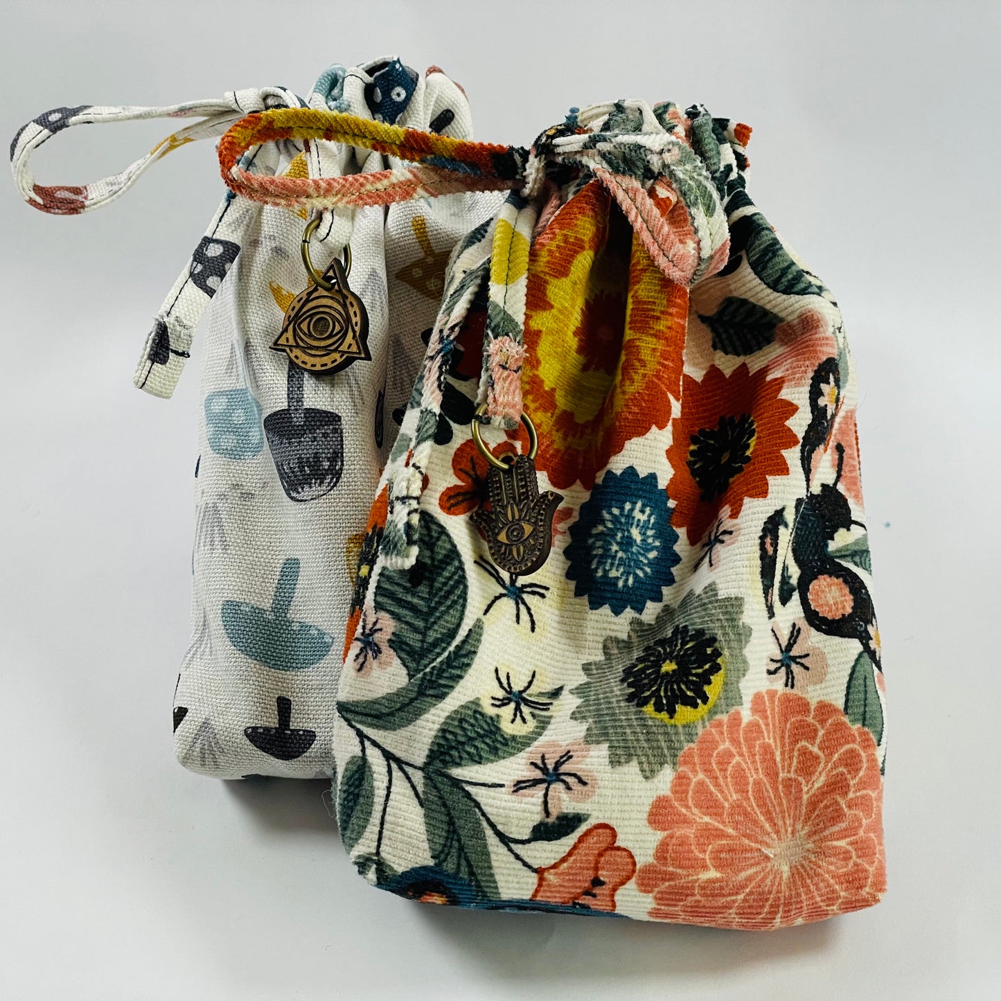 Floral Lined Tarot Bag w/ Custom Charms